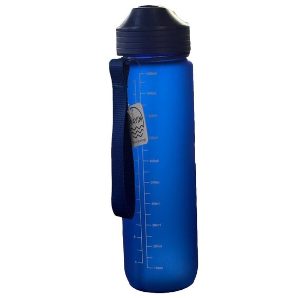 NIB Mayim Motivational Sports Water Bottle Royal Blue w/ strap 32oz - Picture 1 of 6